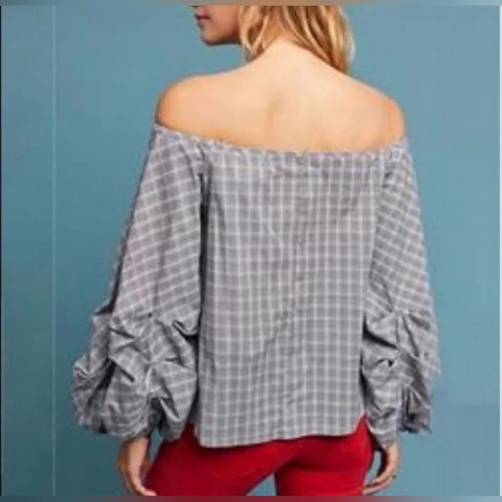 🎈4-$10🎈🖤HP! Anthropologie | Statement Sleeves Off Shoulder Top XS